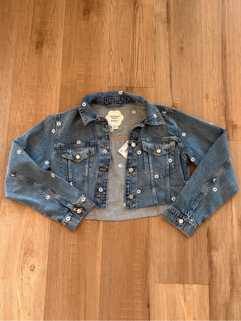 Limited Edition AE x Bubble Embroidered Cropped Denim Jacket